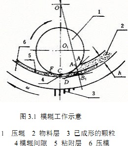 颗粒机压辊环模工作示意图 颗粒机压辊环模工作示意图